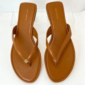 Tory Burch Capri Leather Flip-Flop Women Sandals Caramel Corn Brown Size 9.5 M